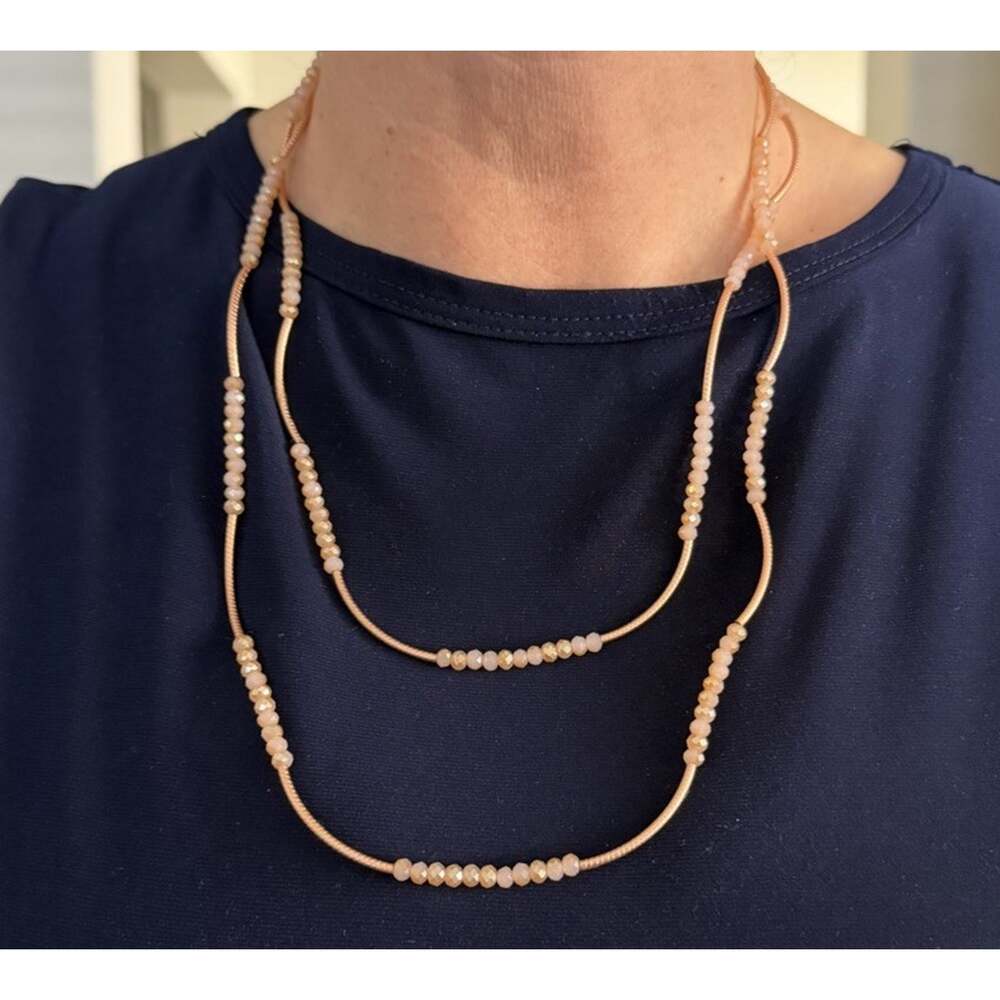 NEW Scout Curated Wears Blush Crystal Rose Gold Wrap Bracelet Necklace Luxury - Picture 4 of 5